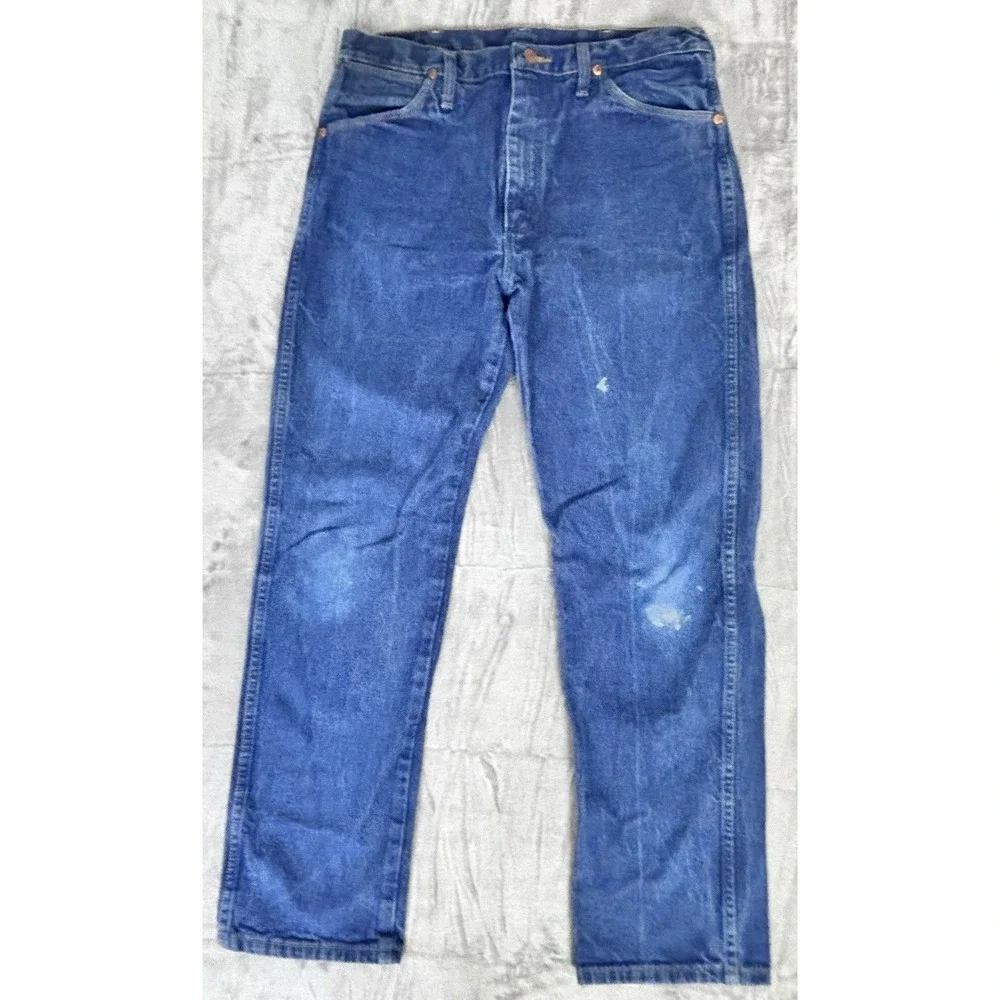 Vintage Wrangler 13MWZPW Mens Jeans 34x32 Blue Denim‎ Western Cowboy